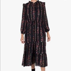 Julia Jordan Striped Long Sleeve Chiffon Dress